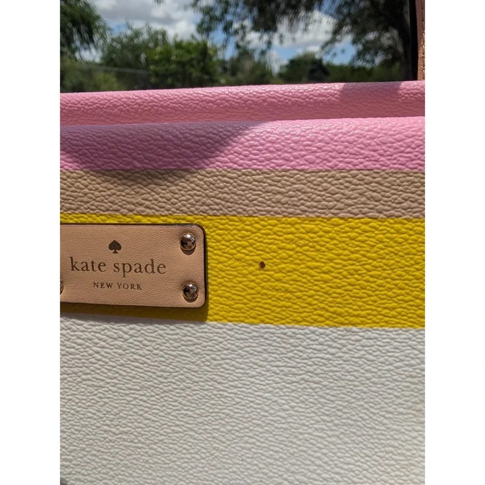 Kate Spade Grove Street Kaylie Diaper Tote Purse Bag Classic Striped Rainbow